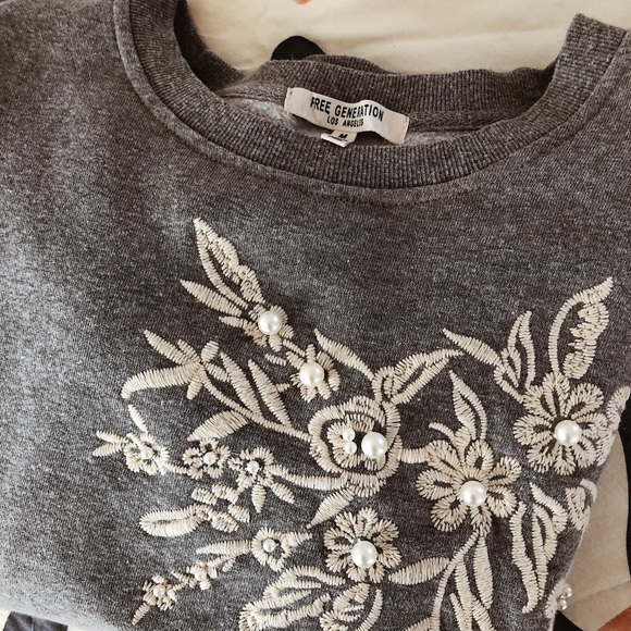 Free Generation Gray Embroidered Sweater - Picture 3 of 5